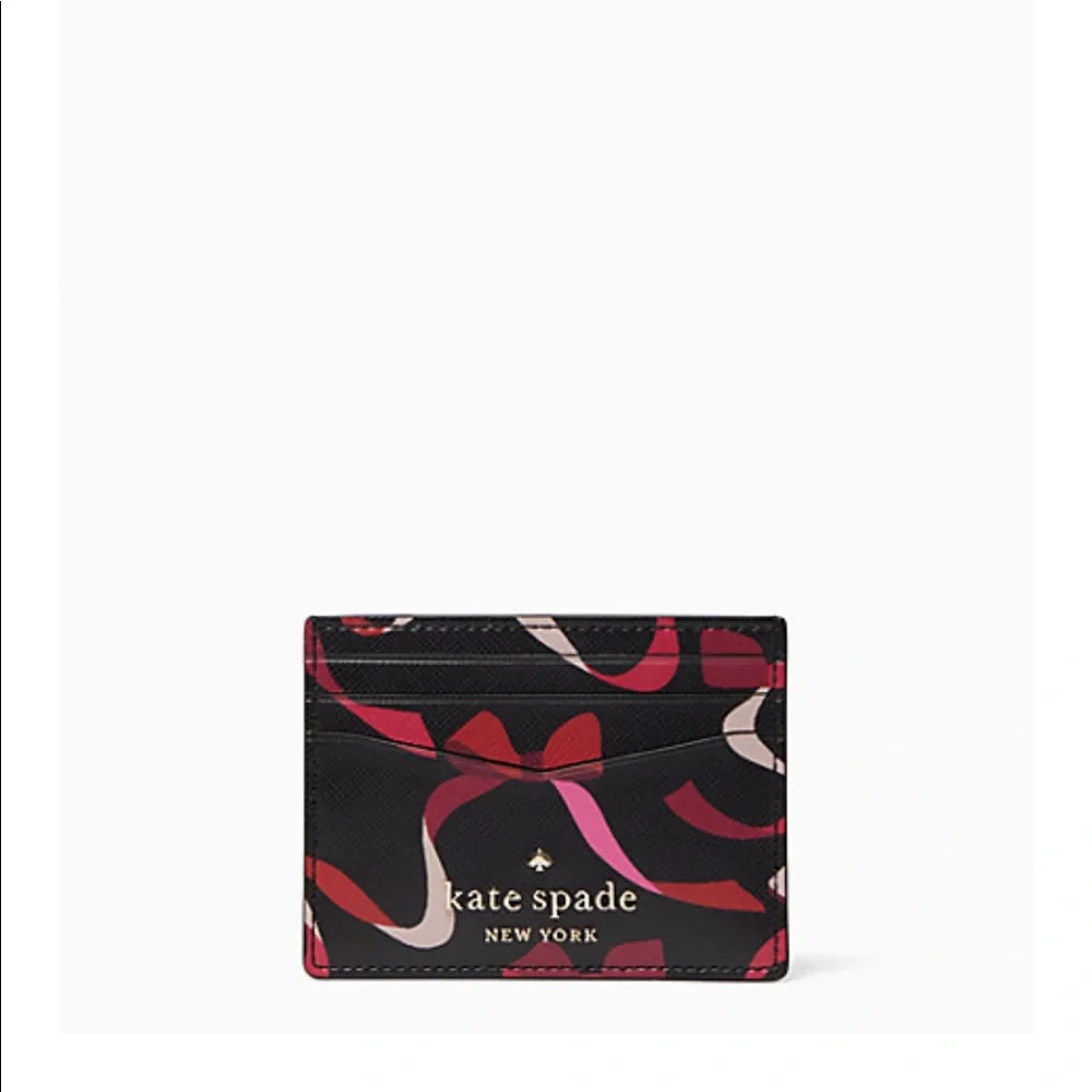 NIB Kate Spade ribbon Staci card holder and key chain bag charm boxed set
